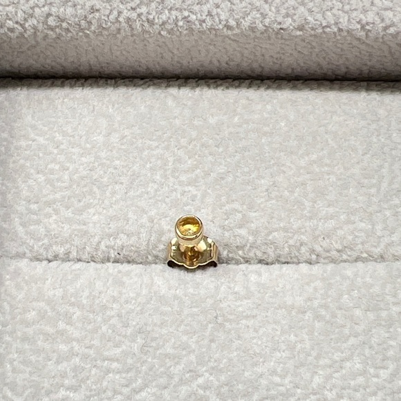White Sapphire 14k Gold Flat Sphere Studs - Picture 1 of 7